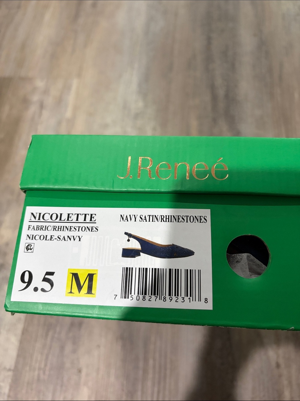 J.Reneé Nicolette Navy Satin Rhinestone Slingback Mules